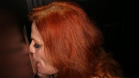 Flaming hot mature Redd sucks back 16 gooey loads in first time gloryhole vid