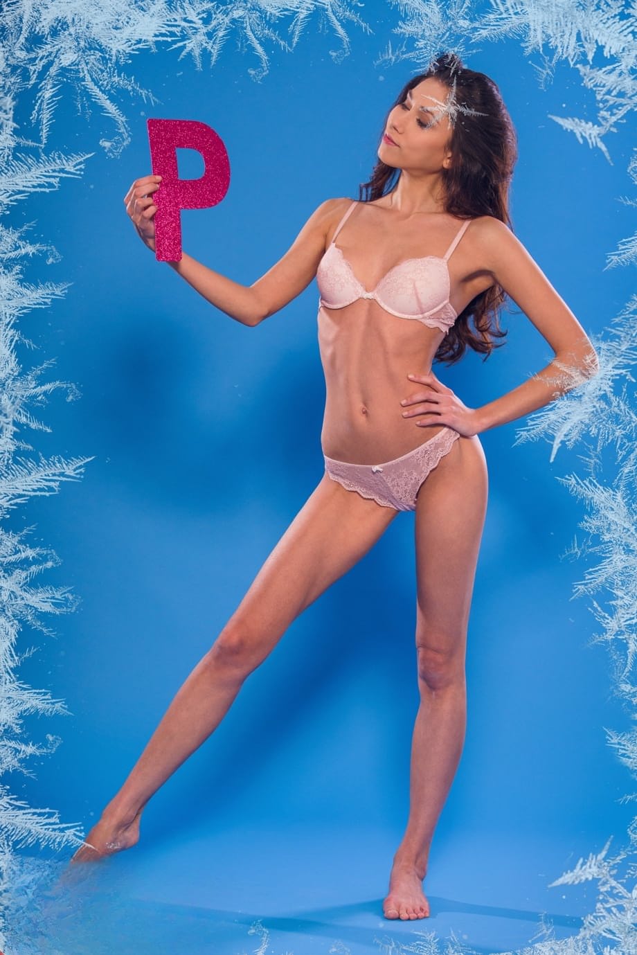Flexible long legged Eva wishes Happy New Year as she poses naked