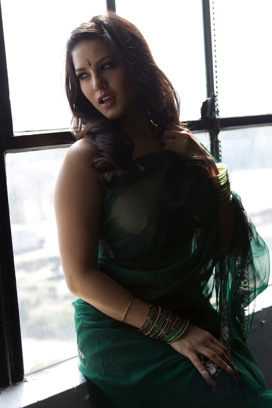 Stunning erotic Sunny Leone in sheer sari revealing her flawless body