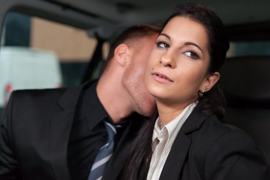 Czech female finishes off a quickie fuck in backseat of van with a creampie