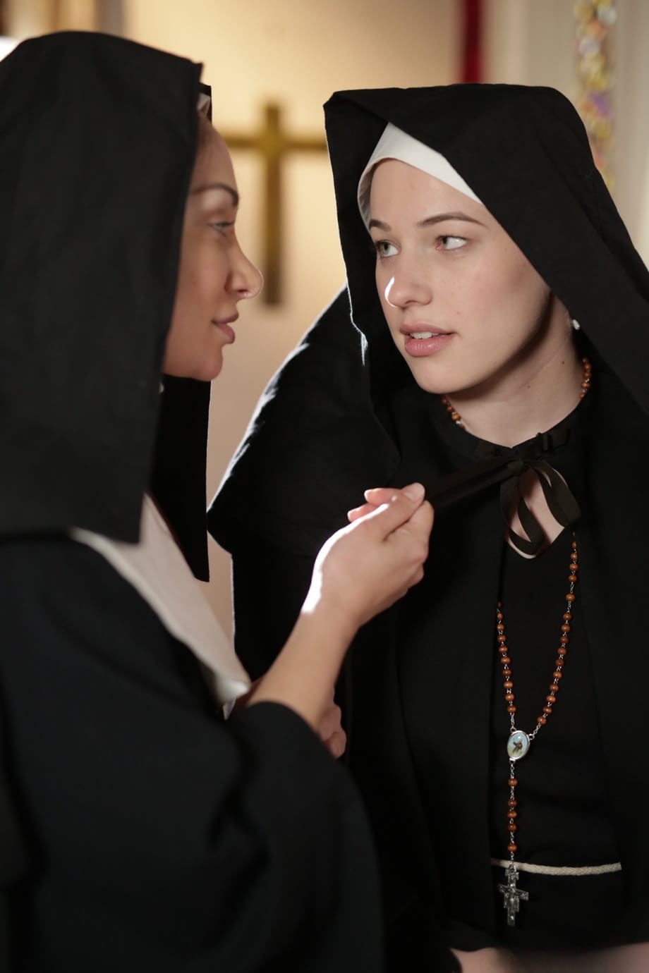 Horny nuns Riley Nixon and Lea Lexis doff the cloth for lesbian sex