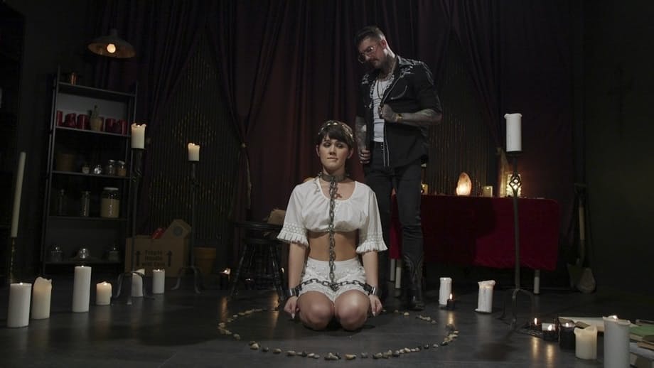 Hot shemale Daisy Taylor gets a wanking while having wild BDSM anal sex