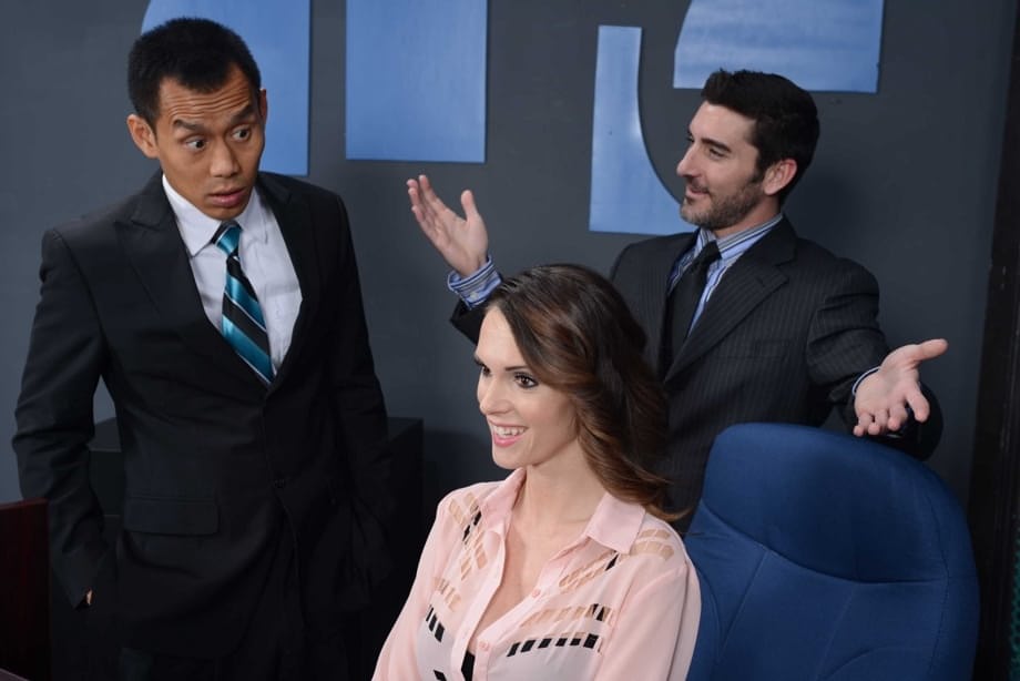 Busty secretary Jennifer Dark satisfies a Japanese client's sci-fi urgencies