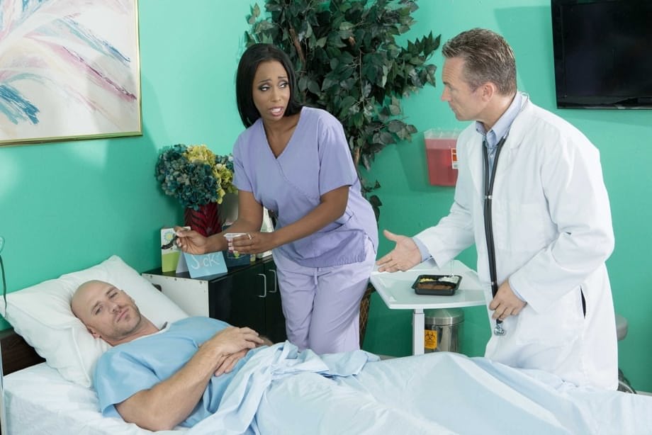Black nurse Codi Bryant goes pussy to mouth after seducing a patient