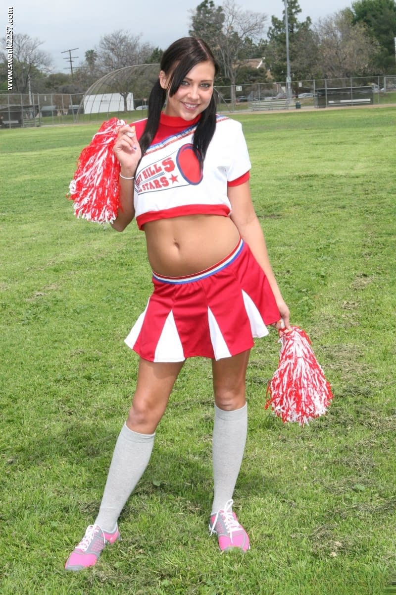 Sweet cheerleader teen Ivy Winters doffs her uniform & gets fucked on a couch