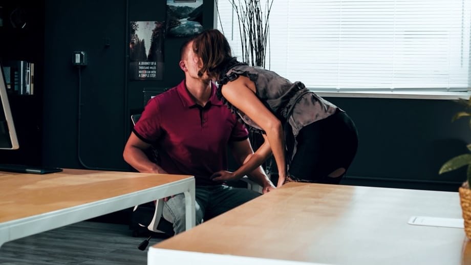 Hot secretary Christy Love getting fucked and creampied at the office