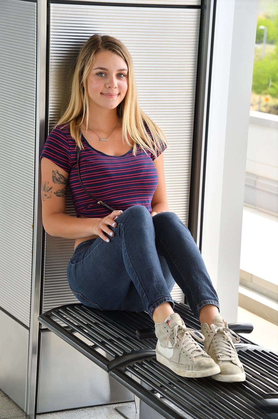 Innocent looking amateur Gabbie in some outdoor public teasing action