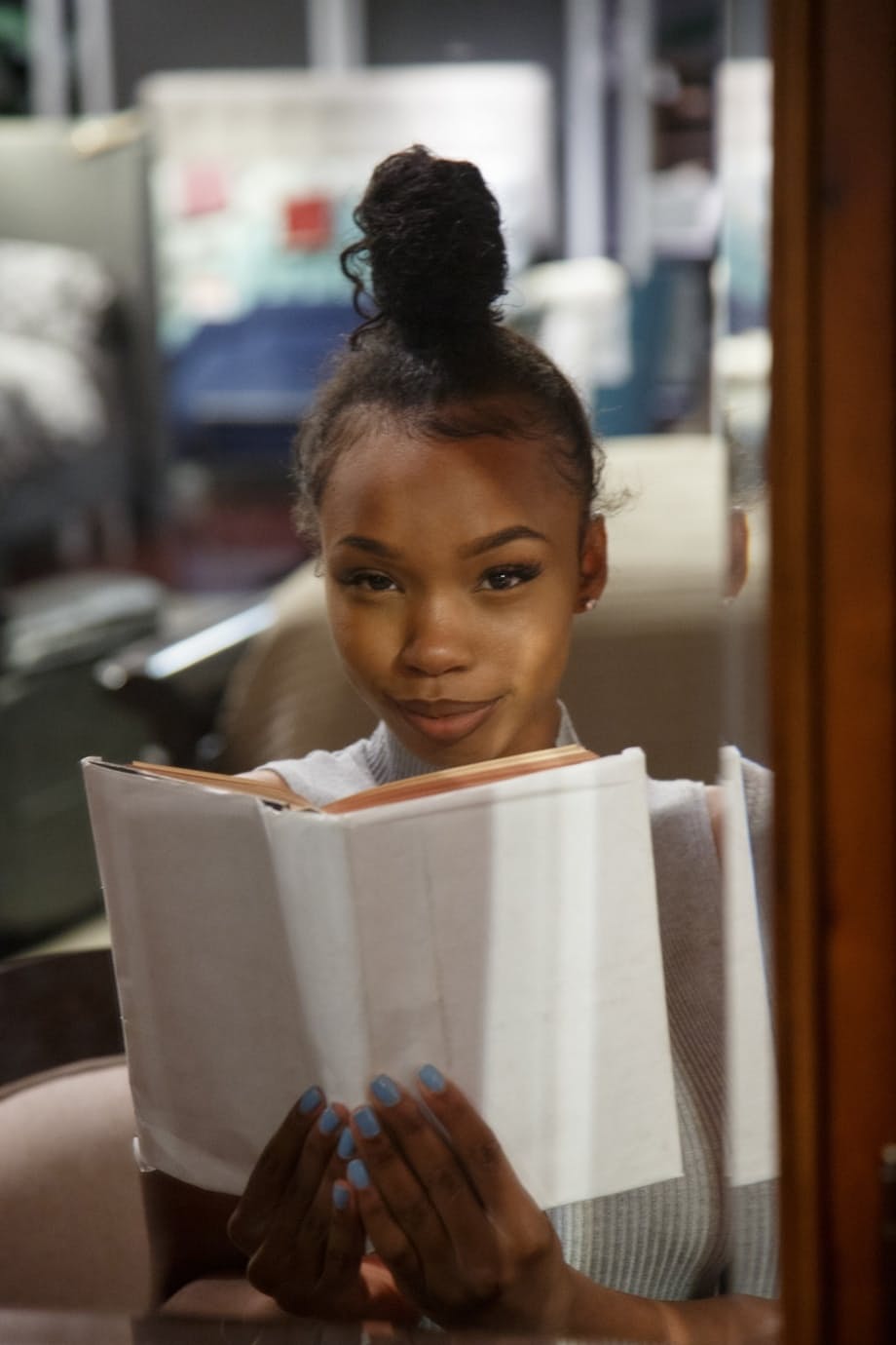 Sexy braless ebony teen Asia Amour getting naughty at the store