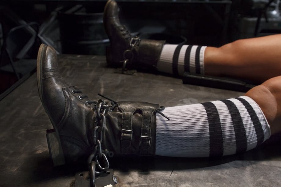 Sex slave in bondage Savannah Fox gets fingered and fucked using sex toys