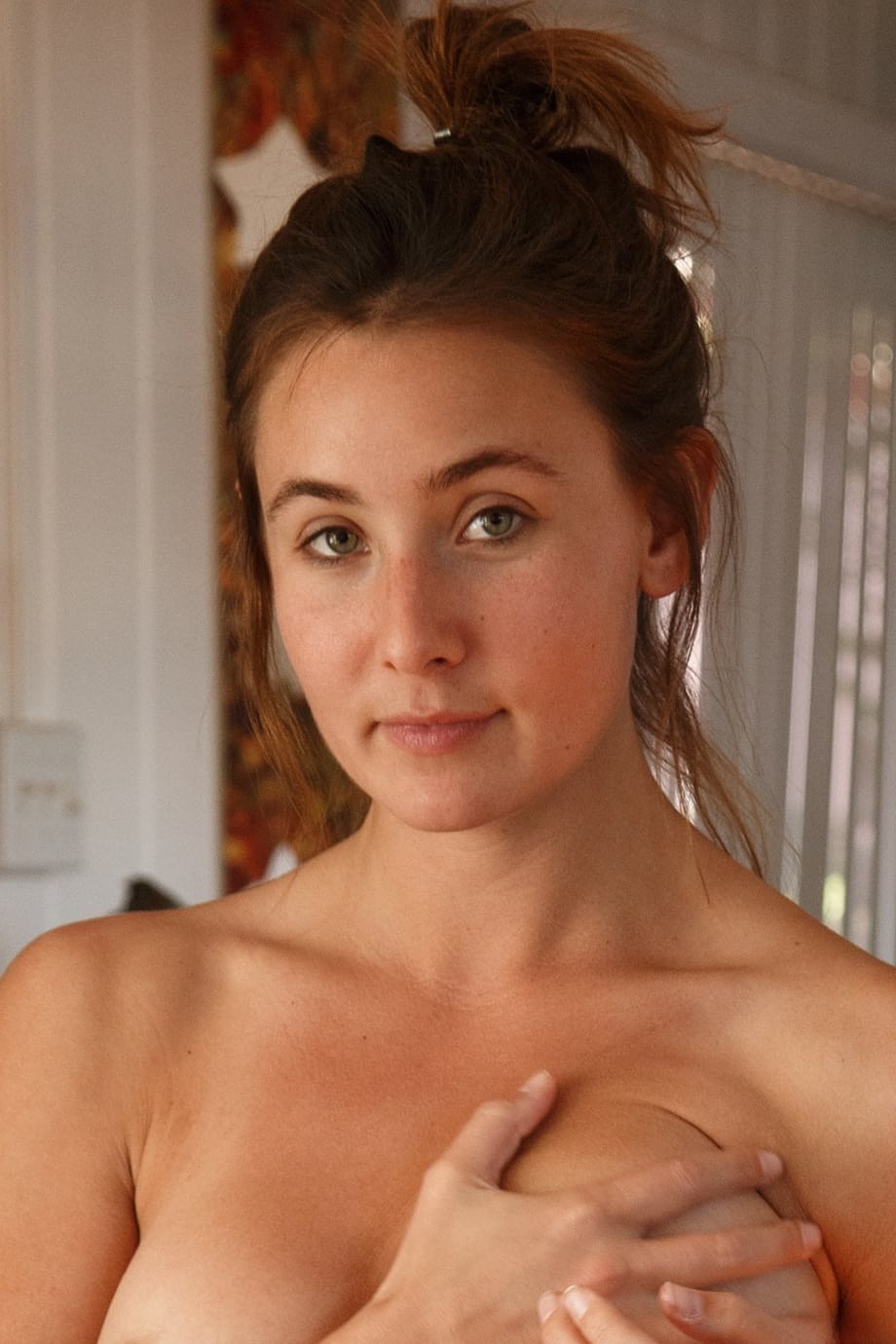 Teen with a tasty big ass Bea Wolf flaunts her titties in lacy undies