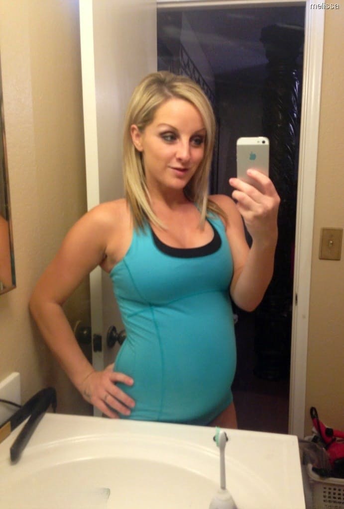 Big-boobed pregnant blonde Melissa taking selfies in the mirror