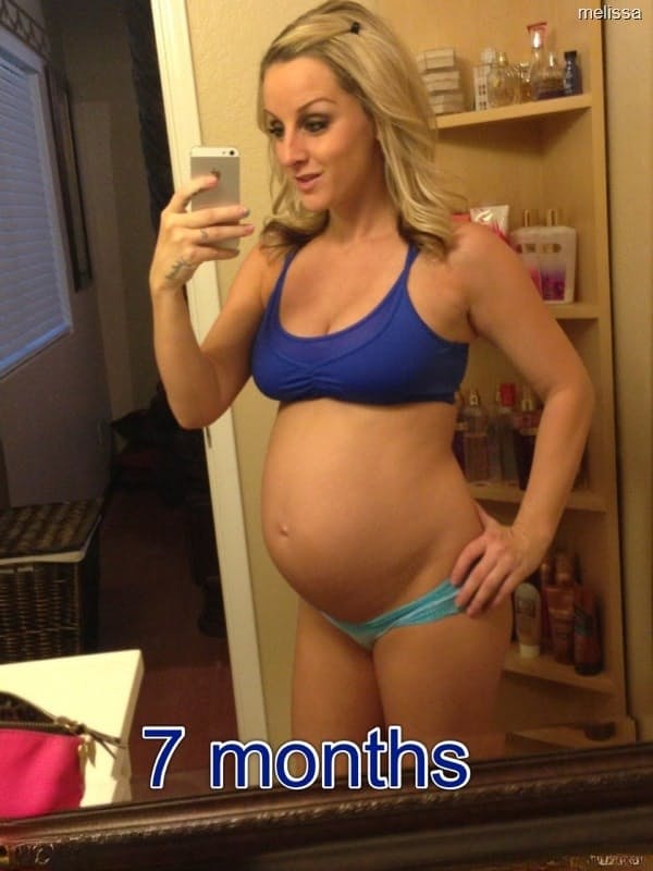 Big-boobed pregnant blonde Melissa taking selfies in the mirror