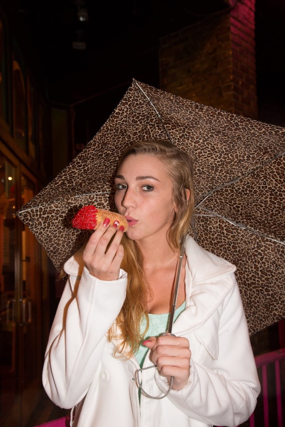 Sexy blonde babe Kendra Sunderland flashing juicy big tits in public