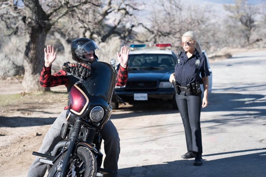 Blonde Spanish copper Bridgette B fucks a hot criminal on the cop car