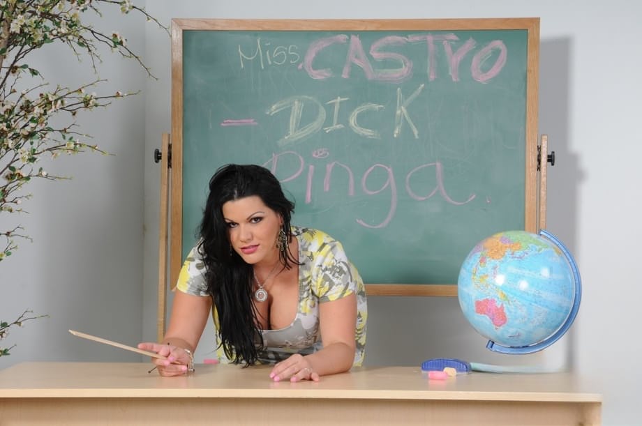 Curvaceous Cuban teacher Angelina Castro screws a black student at the school