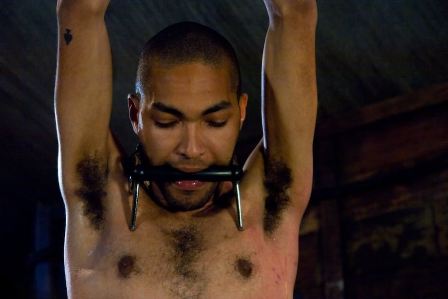 Hot mistress Bobbi Starr toys her BDSM male slave with an electric butt plug