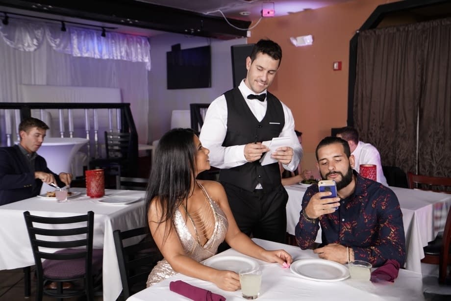 Latina MILF Rose Monroe presents her huge bottom and gets banged by a waiter