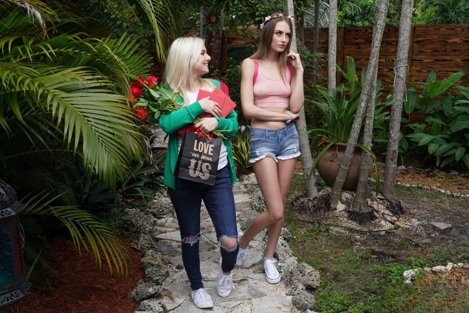 Pretty teen Kyler Quinn sucks and rides daddy's big dick on Valentine's day
