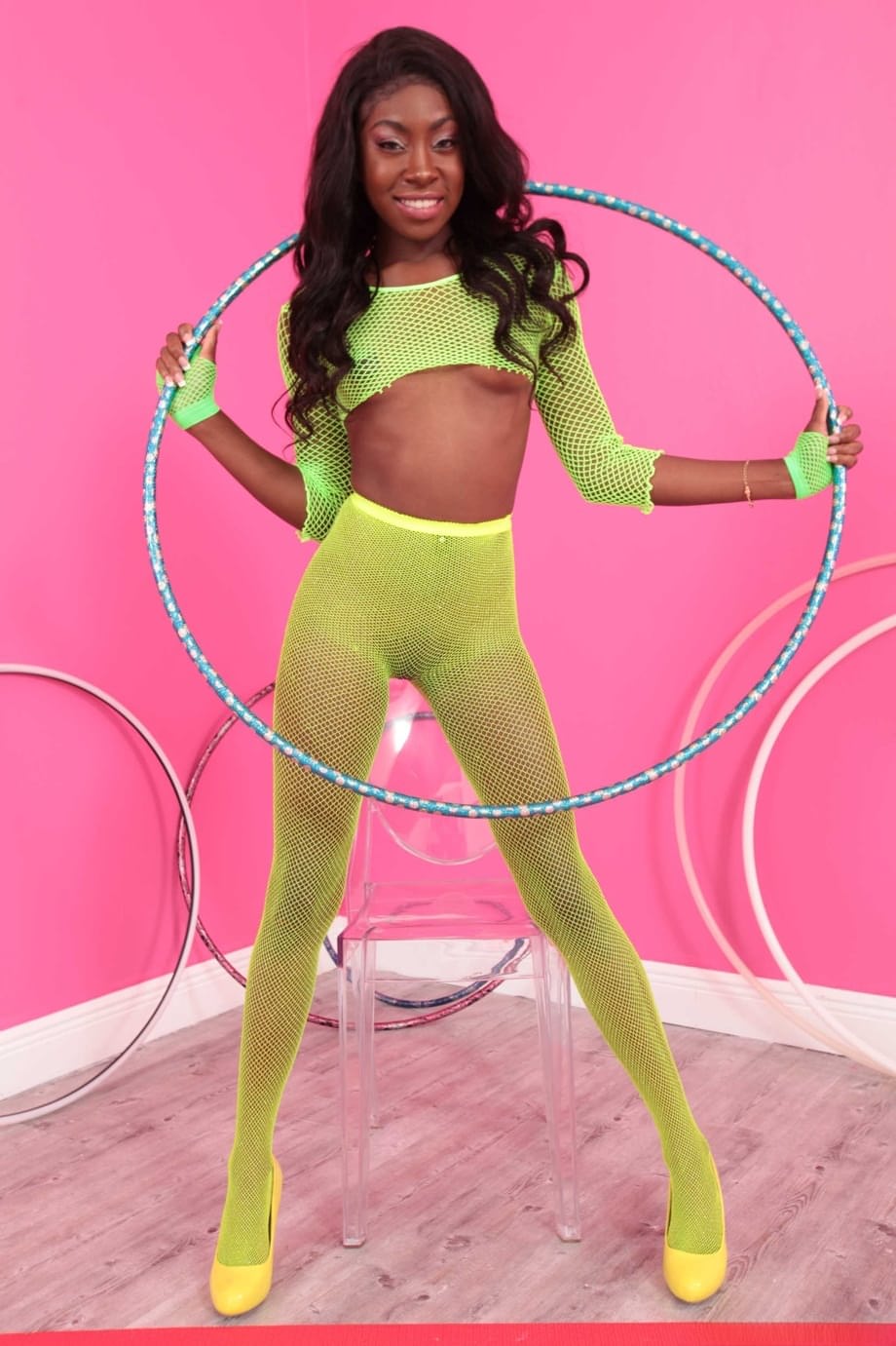 Slim black girl Anne Amari exposes her tiny titties and yummy ass in a solo