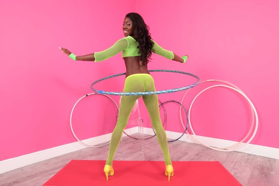 Slim black girl Anne Amari exposes her tiny titties and yummy ass in a solo