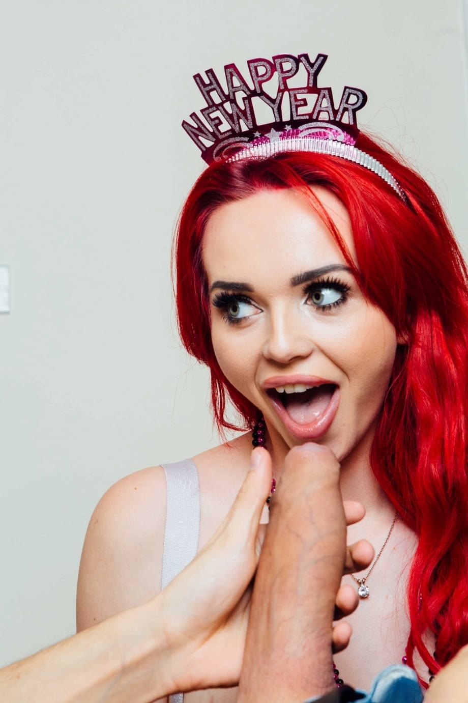 Sultry British redhead Jasmine James takes a swollen cock in her tight pussy