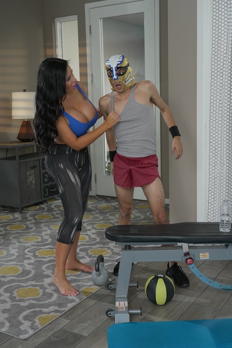 Brazilian chick Sybil Stallone exposes her big booty a workout fuck