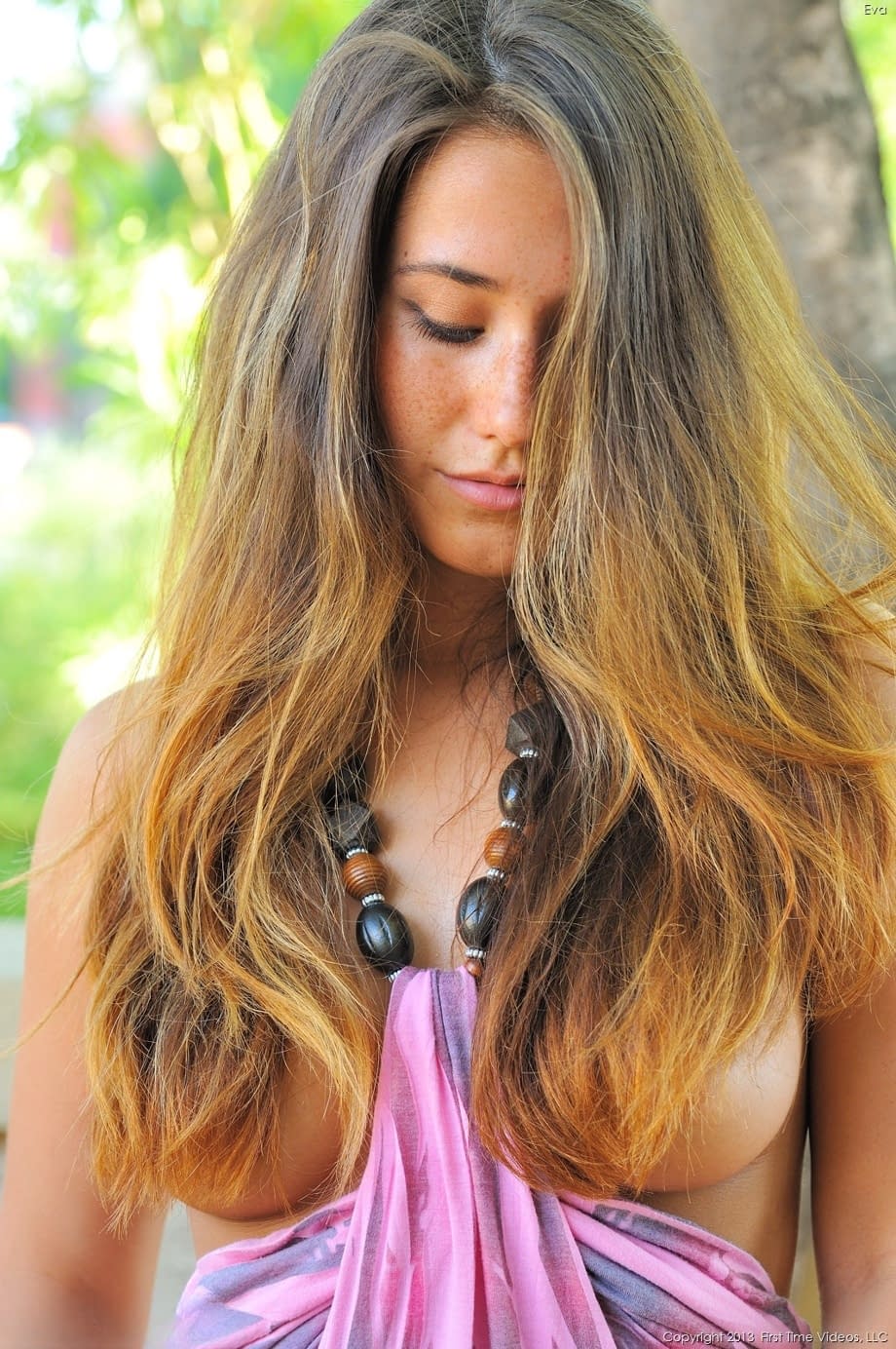 Natural hottie Eva Lovia stripping sexy summer dress & masturbating in public