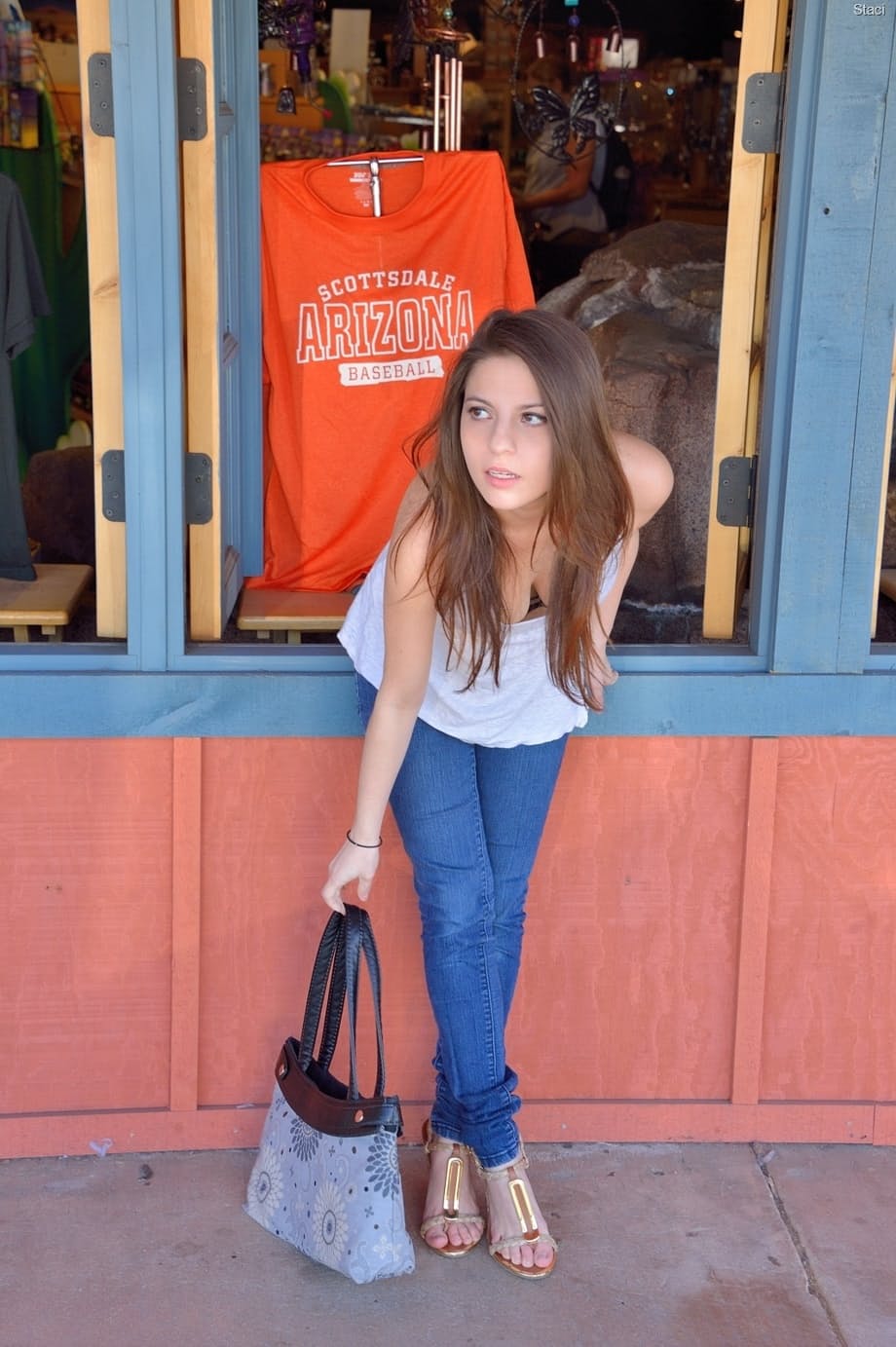 Stacey giving vagina gaping closeups & flashing sexy tits & hot ass in public