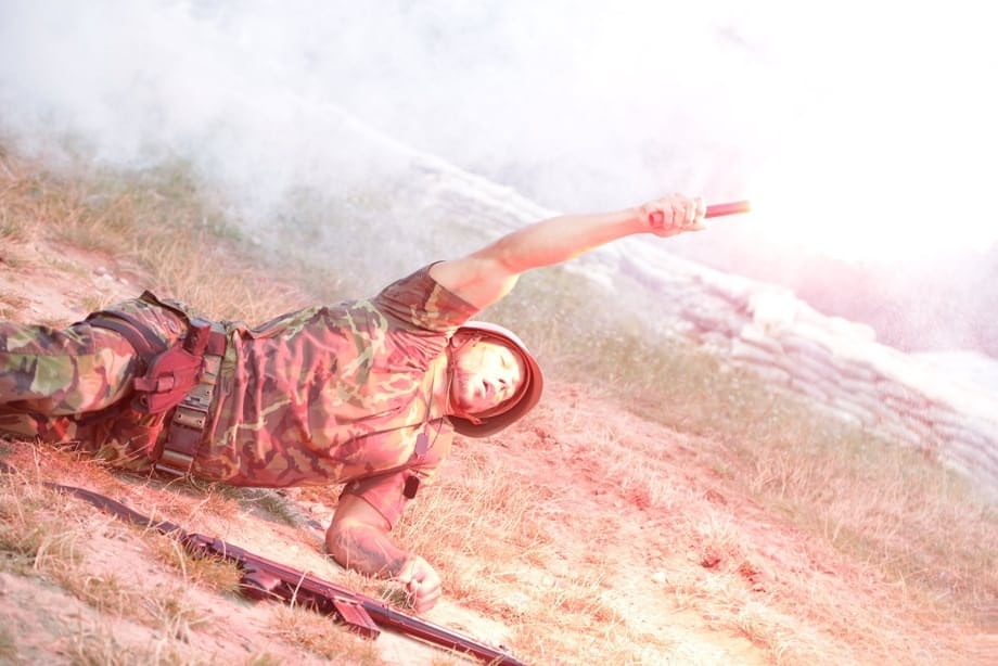 Japanese military babe Rae Lil Black gets fucked outdoors by a soldier