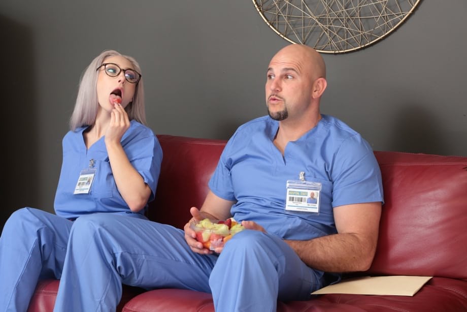 Sexy nurse with hot boobs Skylar Vox gets brutally screwed by her colleague